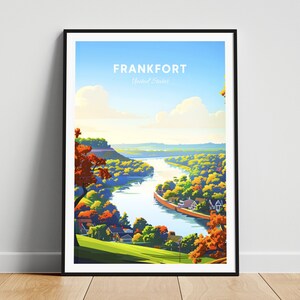Frankfort travel print - US travel poster, Frankfort poster, Frankfort Kentucky poster, Personalized Gift, Wedding gift, Custom Text