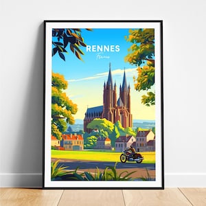 Rennes travel print - France travel poster, Rennes poster, Rennes France poster, Personalized Gift, Wedding gift, Custom Text