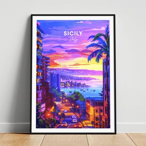 Sicily travel print - Italy travel poster, Sicily poster, Sicily Italy poster, Personalized Gift, Wedding gift, Custom Text