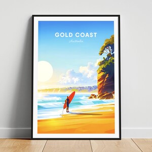 Gold Coast travel print - Australia travel poster, Gold Coast poster, Gold Coast travel poster, Personalized Gift, Wedding gift, Custom Text