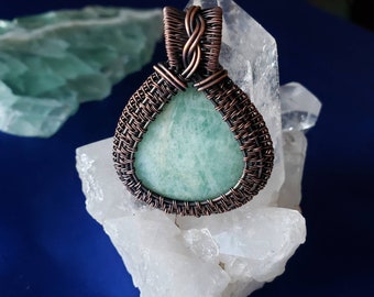 Amazonite cabochon pendant in a Heady Copper wirewrap