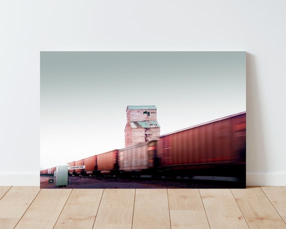 Grain Elevator Wall Art - Train Wall Art - Train Print - Rustic Decor - Western Wall Art - Western Decor - Farmhouse Decor - Boho wall art