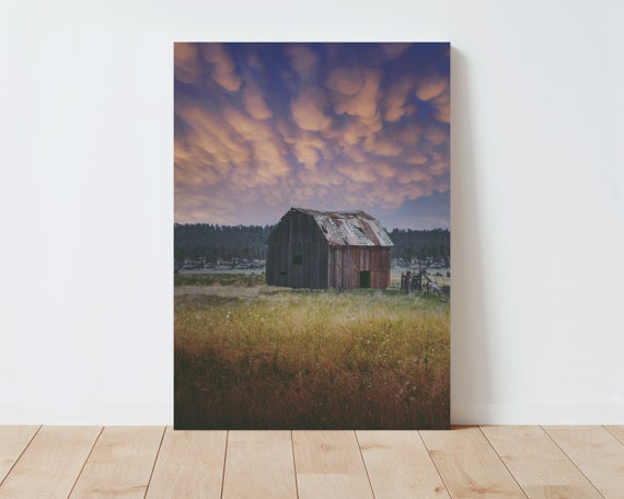 Stormy Landscape and Old Barn Photography Print - Western wall art - Western Art Prints - Farmhouse Decor - Barn Wall Art - Rustic wall art