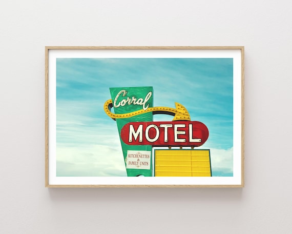 "The Corral Motel" - Vintage Western Motel Sign Photography