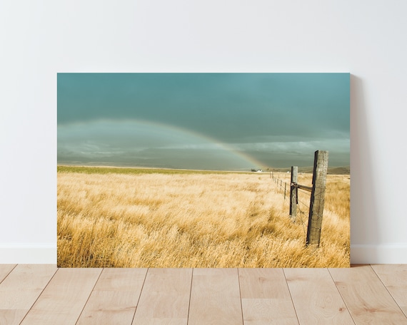 Western Landscape Photography - Rainbow - storm - Large wall art - Rustic Wall Art - Rustic Decor - Western Decor - Montana - Peaceful - sky