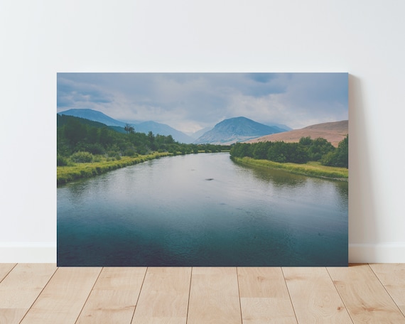 Mountains and River Landscape - Mountain wall art - Nature wall art - Large wall art - panoramic wall art - living room wall art - forest