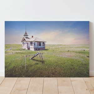 One Room School House Rural Landscape - Landscape wall art - large wall art - rustic decor - farmhouse decor - panoramic wall art - clouds
