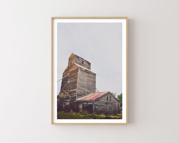 "Prairie Lean" - Vintage Grain Elevator Photography