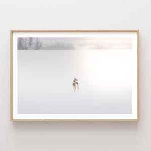 Deer in Snowy Winter Landscape Photography - Nature Photography - Western wall art - large wall art - Wildlife wall art - Dreamy Landscape image 1