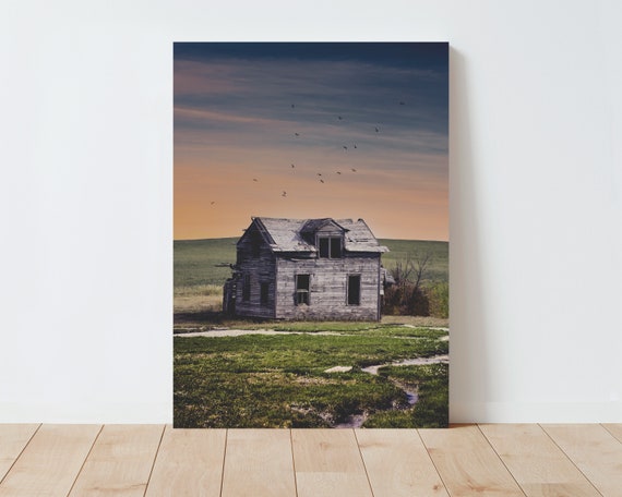 Abandoned Farmhouse Photography Print - Landscape wall art - nature wall art - storm - countryside - farmhouse decor - nature photography