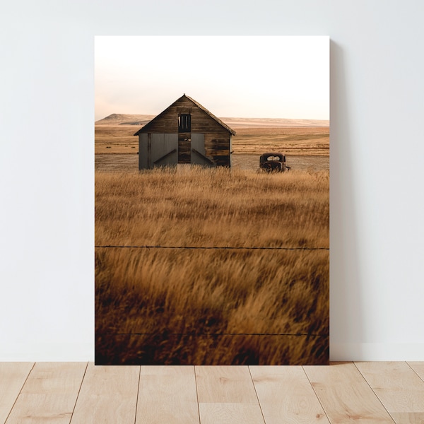 Rustic Wood Barn and Old Truck Photography - Landscape wall art - rustic decor - barn wall art - large wall art - nature - farmhouse decor