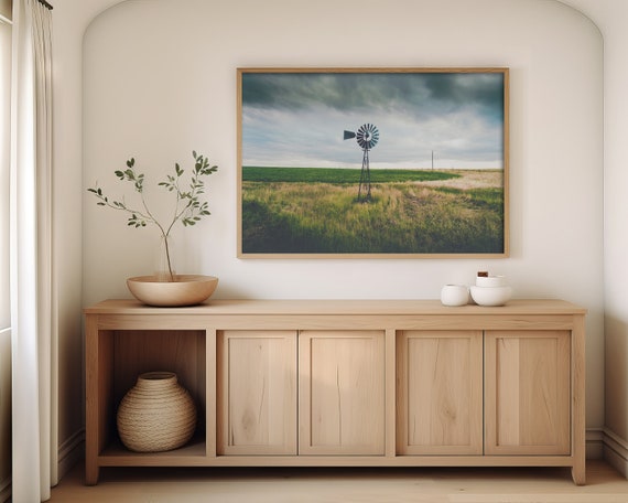 Fine Art Windmill Photography - Landscape Print - Landscape Wall Art - Western Decor - Modern Farmhouse Decor - Large wall art - Rustic art