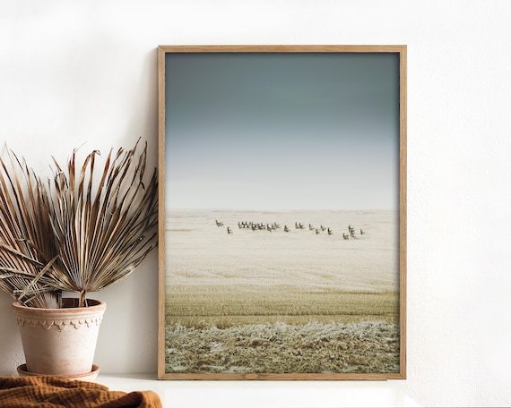 Landscape Wall Art - Deer in Field - Nature Wall Art - Cabin Decor - Farmhouse Decor - Living Room Wall Art - Bedroom Wall Art - wildlife