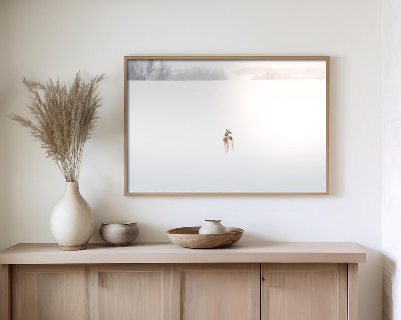 Deer in Snowy Winter Landscape Photography - Nature Photography - Western wall art - large wall art - Wildlife wall art - Dreamy Landscape image 6
