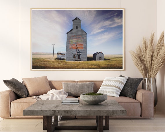 Peaceful Country Scene and Colorful Sky | Landscape Print | Large wall art | Farmhouse wall art | rustic wall art | rustic prints | Montana