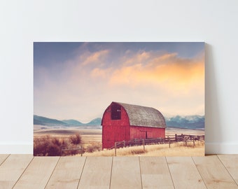 Rustic Red Barn Landscape Photography - Landscape wall art - Mountain wall art - rustic decor - farmhouse decor - Barn wall art - nature art