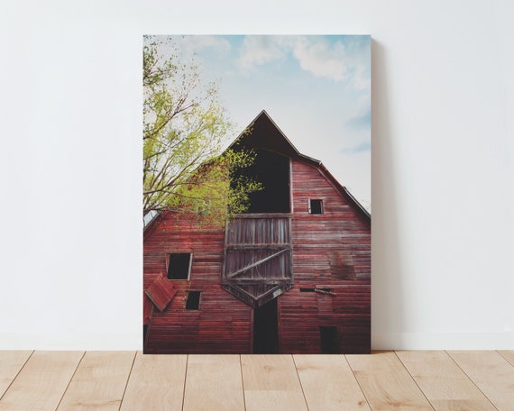 Rustic Red Barn Photography Print - Barn Wall Art - Farmhouse Decor - Rustic Decor - Large wall art - Barn Print - Living Room Wall Art