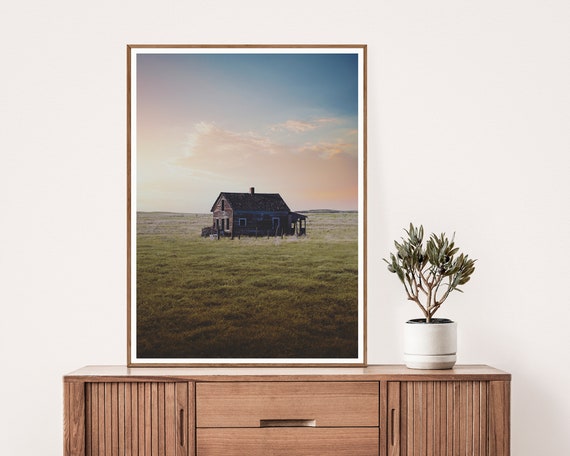 Rustic Farmhouse Photography Print - abandoned farmhouse photography, countryside landscape, rural landscape print