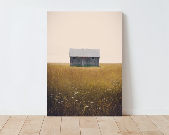 Barn and Wildflowers Landscape Wall Art | Rustic Decor | Farmhouse Decor | Large wall art | Nature wall art | Living Room Wall Art | Barn