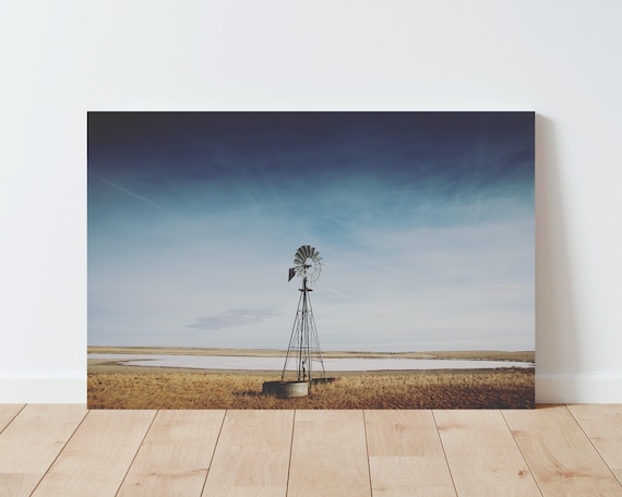 Old Windmill and Landscape Photography wall art - Rustic Decor - Windmill wall art - Farmhouse decor - panoramic wall art - bedroom wall art