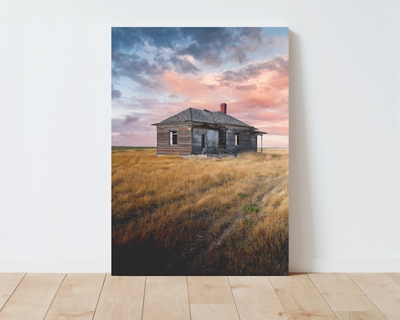 Abandoned Farmhouse Photography | Landscape wall art | Nature Wall Art | Farmhouse Decor | Rustic Decor | Large wall art oversized | clouds