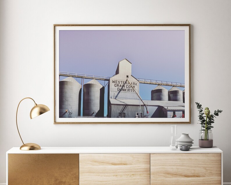 Fine Art Western Grain Elevator Photography - Western Decor - Modern Farmhouse Prints - Landscape - Rustic Decor - Large wall art - sunset image 4