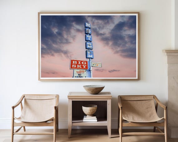 "Big Sky Motel" - Vintage Neon Motel Sign Photography Western Print