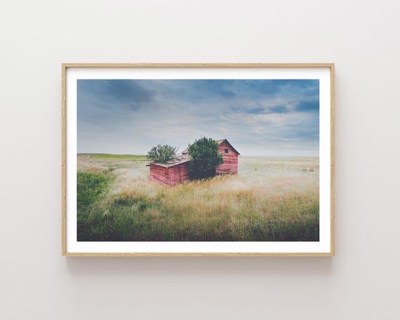"Reclaimed" - Weathered Red Barn and Stormy Landscape Photography