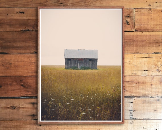 Rustic Barn Photography | Landscape Photography | Minimalist | Montana | meadow | farmhouse wall art | boho wall art | landscape prints