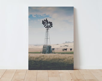 Rustic Windmill Photography - Farmhouse Decor - Landscape wall art - nature wall art - large wall art - Rustic Decor - americana wall art