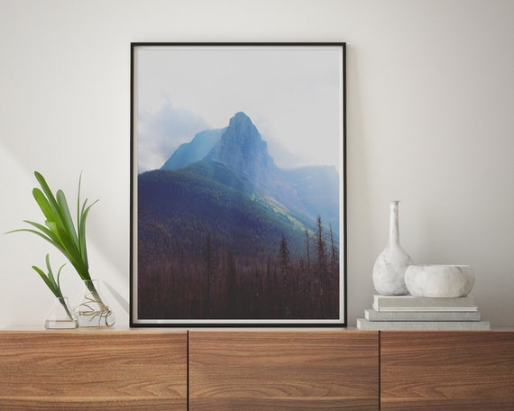 Glacier National Park Mountain Landscape Photography - dreamy mountain wall art, wilderness woodland landscape, montana landscape print