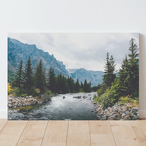 Mountain Landscape Photography - Mountain Wall Art - Western Wall Art - Western Decor - Montana - Nature Wall Art - Boho Decor - River - sky