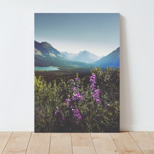 Dreamy Wildflowers and Mountains Photography Print - Mountain Prints - Western Wall Art - Glacier Park - Montana - Landscape - Nature print