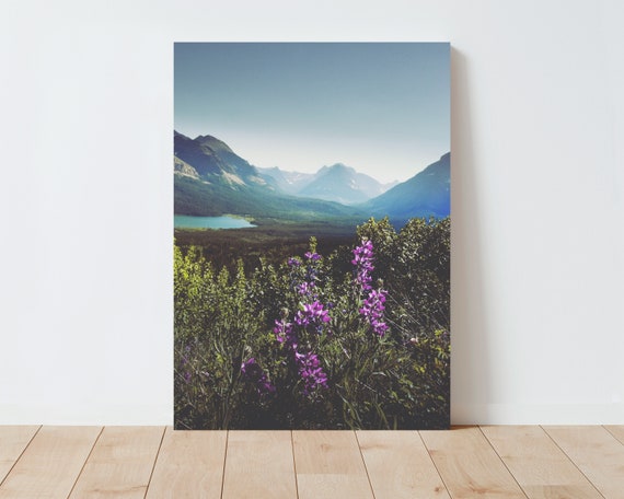 Dreamy Wildflowers and Mountains Photography Print - Mountain Prints - Western Wall Art - Glacier Park - Montana - Landscape - Nature print