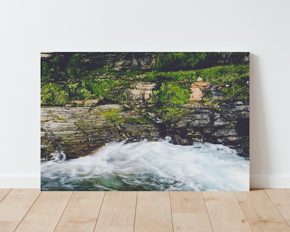 Moss and River Landscape - Nature wall art - Glacier National Park - large wall art - nature photography - living room wall art - boho decor