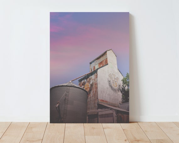 Grain Elevator Wall Art Photography | Landscape Wall Art | rustic decor | Farmhouse Decor | Large Wall Art | Sunset | Living Room wall art