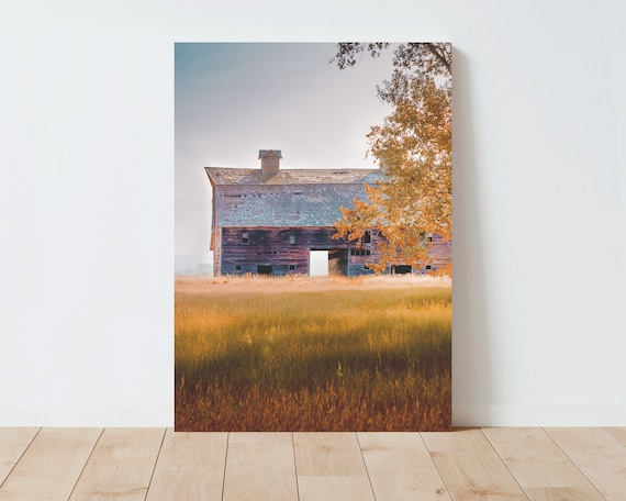 Rustic Old Barn and Fall Landscape Photography - Rustic Decor - Western Decor - Western Wall Art - Barn wall art - Farmhouse Decor - Boho