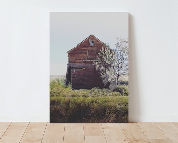 Leaning Barn Wall Art | Landscape wall art | Rustic Decor | Farmhouse Decor | Cabin Decor | Large Wall Art | Nature wall art | oversized art