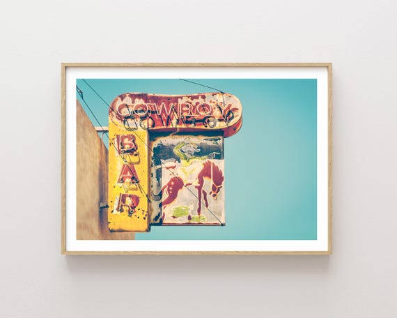 "The Cowboy Bar" - Vintage Western Bucking Horse Bar Sign Photography