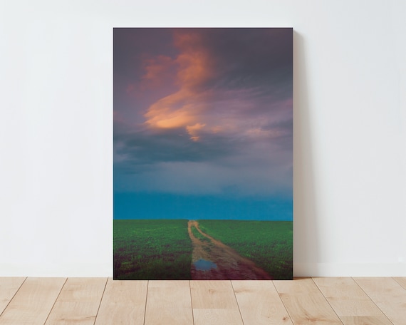 Colorful Sunset Sky Landscape Photography - Western Landscape - Meadow - Clouds - Dreamy Landscape - Large wall art - Modern Farmhouse Print