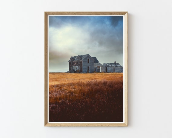 Abandoned Farmhouse Print | Abandoned Places | Rustic Wall Decor | Colorful Landscape | Storm Photography | Nature wall decor | nature print
