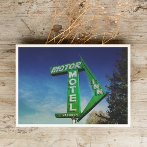 Colorful Retro Motel Sign Photography Neon Sign Wall Art Vintage Signage Art Mid Century Modern Boho Decor Living Room wall art image 9