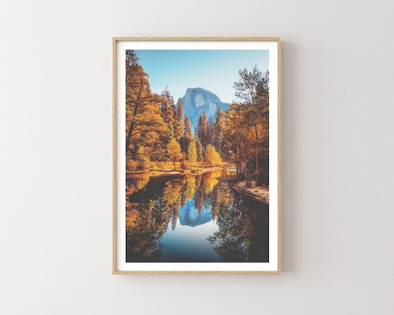 "Half Dome Reflection" - Scenic Yosemite National Park Fall Landscape Half Dome Reflection Photography