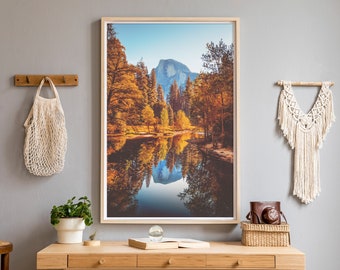 Fall in Yosemite National Park overlooking Half Dome - beautiful Yosemite National Park landscape photography, california landscape print