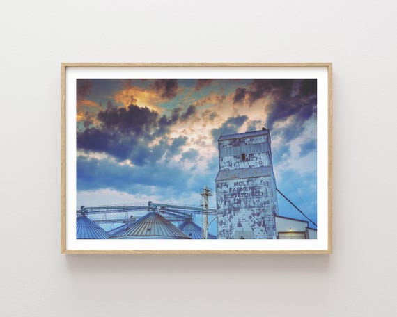 "Molt Farmers Elevator" - Sunset Sky and Grain Elevator Photography