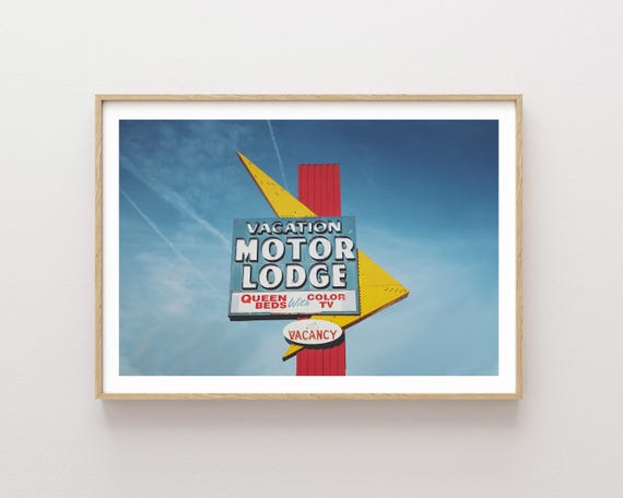 "Vacation Motor Lodge" - Photographic print - Vintage Neon Motel Sign