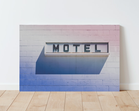 Mid Century Motel Sign Photography - Mid Century Wall Art - Motel Sign Wall Art - Rustic Decor - Vintage Sign Wall Art - Panoramic wall art