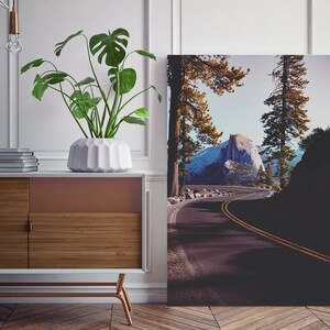 Yosemite National Park Half Dome Landscape Photography - Half Dome and Highway Print - Nature Photography - Nature Print - Mountain wall art