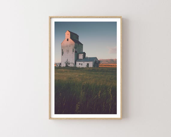 "Last Light" - Grain Elevator and Rural Sunset Landscape Wall Art