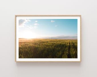 Sunset Wheat Field Landscape Photography - Western wall art - Sunset landscape - large wall art - nature photography - western photography